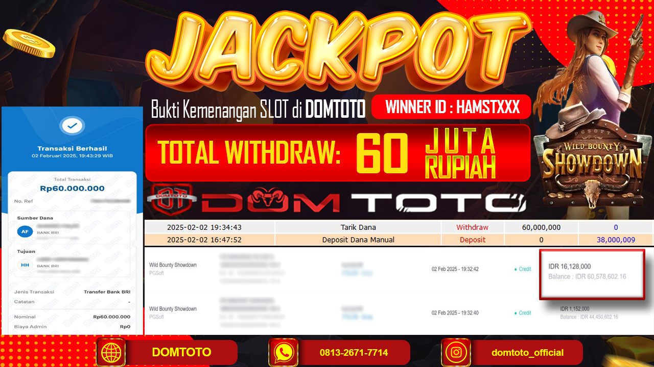 JACKPOT SLOT WILD BOUNTY SHOWDOWN 2 FEBRUARI 2025